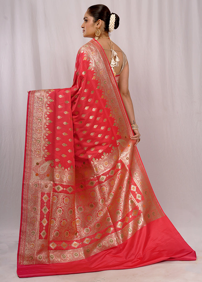 Pink Banarasi Silk Saree With Blouse Piece - Indian Silk House Agencies