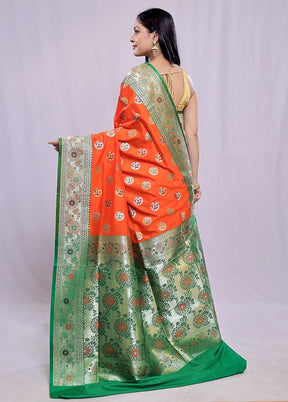 Orange Uppada Silk Saree With Blouse Piece - Indian Silk House Agencies