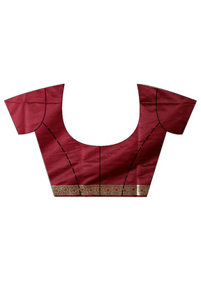 Maroon Banarasi Silk Saree With Blouse Piece - Indian Silk House Agencies