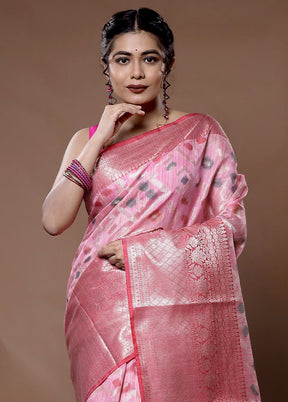 Pink Kora Silk Saree With Blouse Piece - Indian Silk House Agencies