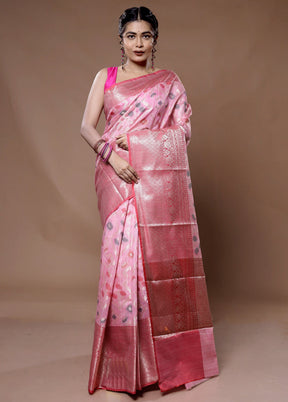 Pink Kora Silk Saree With Blouse Piece - Indian Silk House Agencies