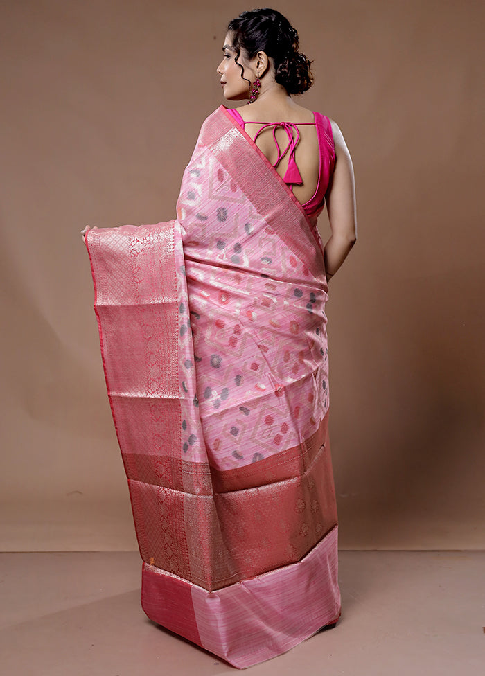 Pink Kora Silk Saree With Blouse Piece - Indian Silk House Agencies