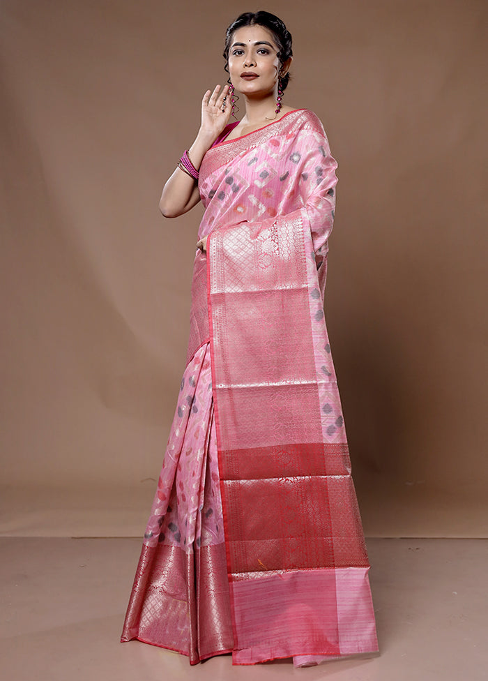 Pink Kora Silk Saree With Blouse Piece - Indian Silk House Agencies