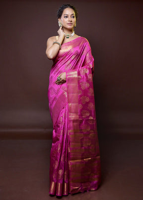 Pink Dupion Silk Saree With Blouse Piece