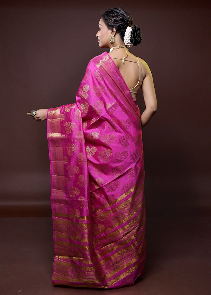 Pink Dupion Silk Saree With Blouse Piece