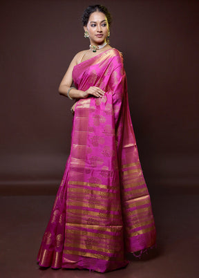 Pink Dupion Silk Saree With Blouse Piece