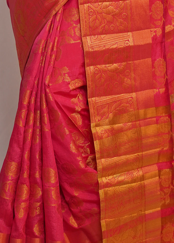 Pink Dupion Silk Saree With Blouse Piece - Indian Silk House Agencies