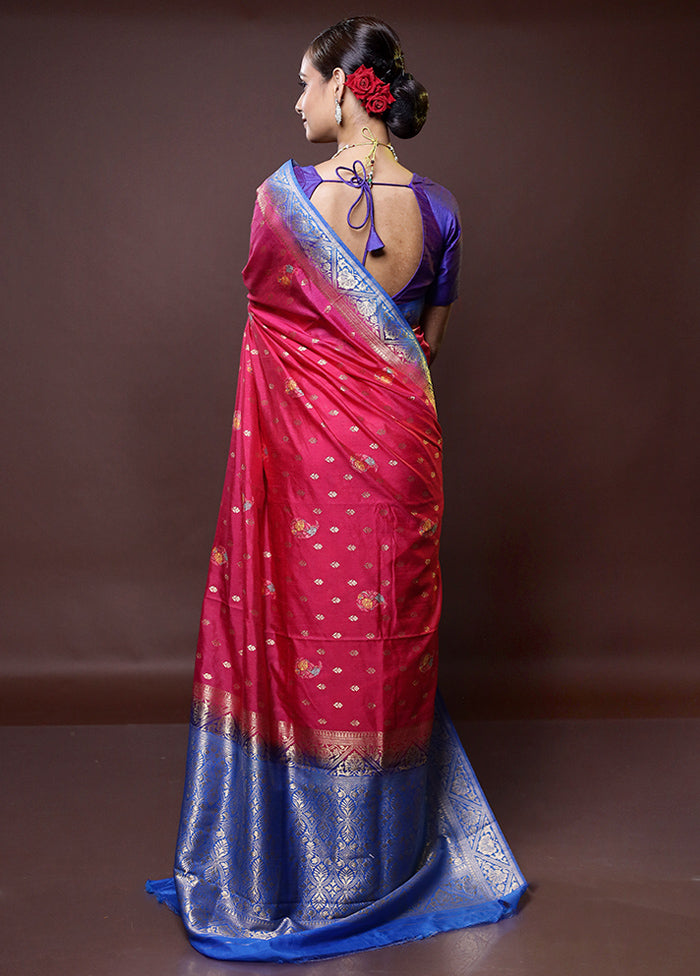 Pink Dupion Silk Saree With Blouse Piece