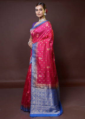 Pink Dupion Silk Saree With Blouse Piece