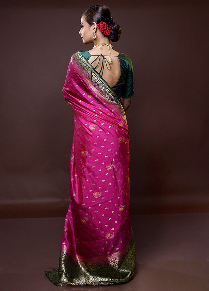 Blue Dupion Silk Saree With Blouse Piece