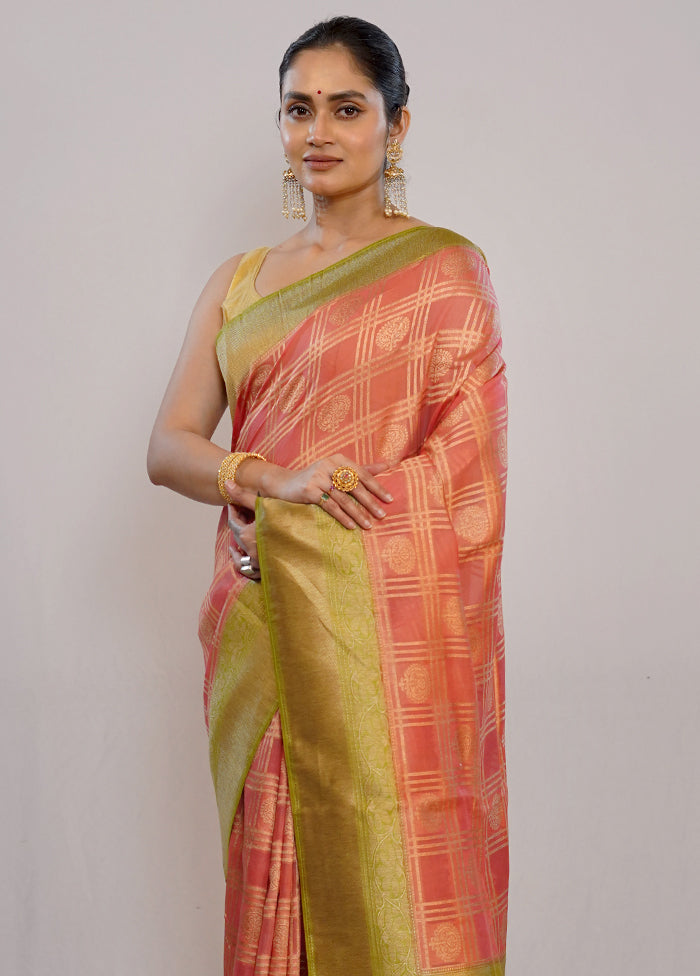 Pink Dupion Silk Saree With Blouse Piece - Indian Silk House Agencies