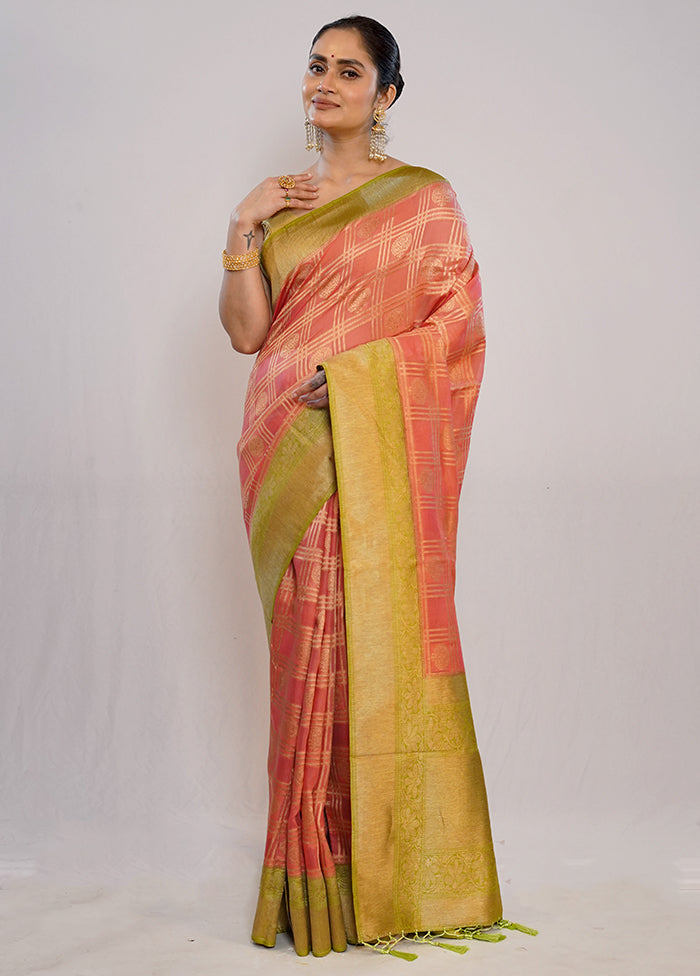 Pink Dupion Silk Saree With Blouse Piece - Indian Silk House Agencies