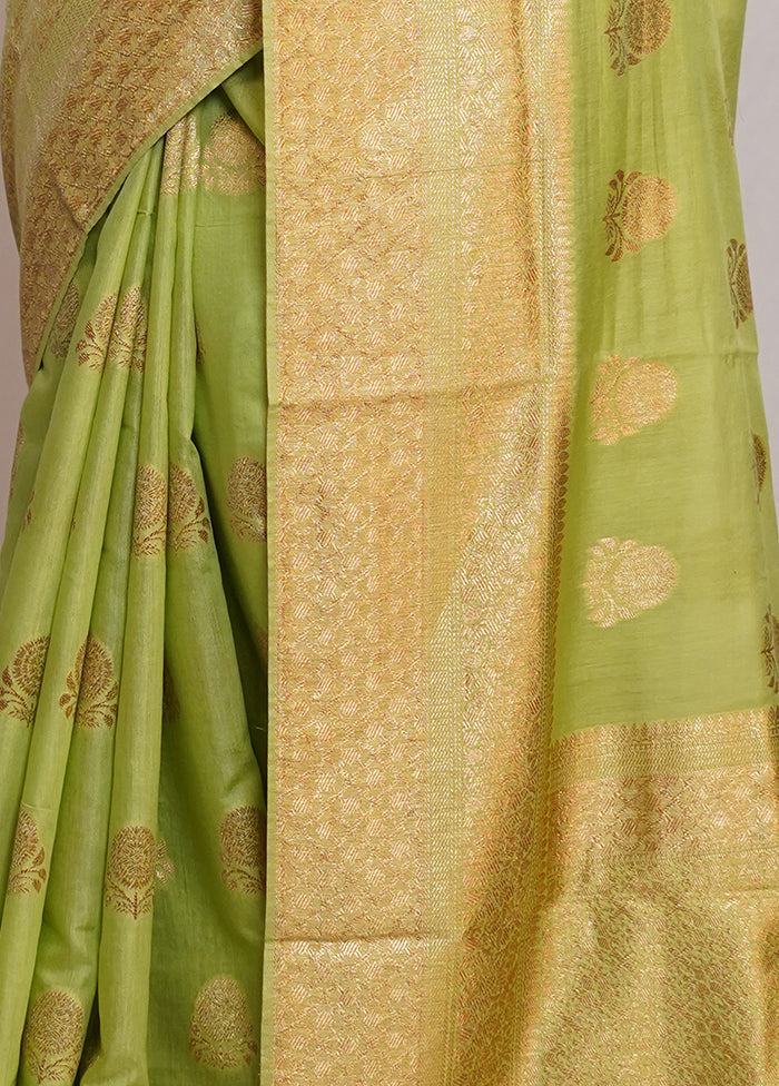 Green Dupion Silk Saree With Blouse Piece - Indian Silk House Agencies