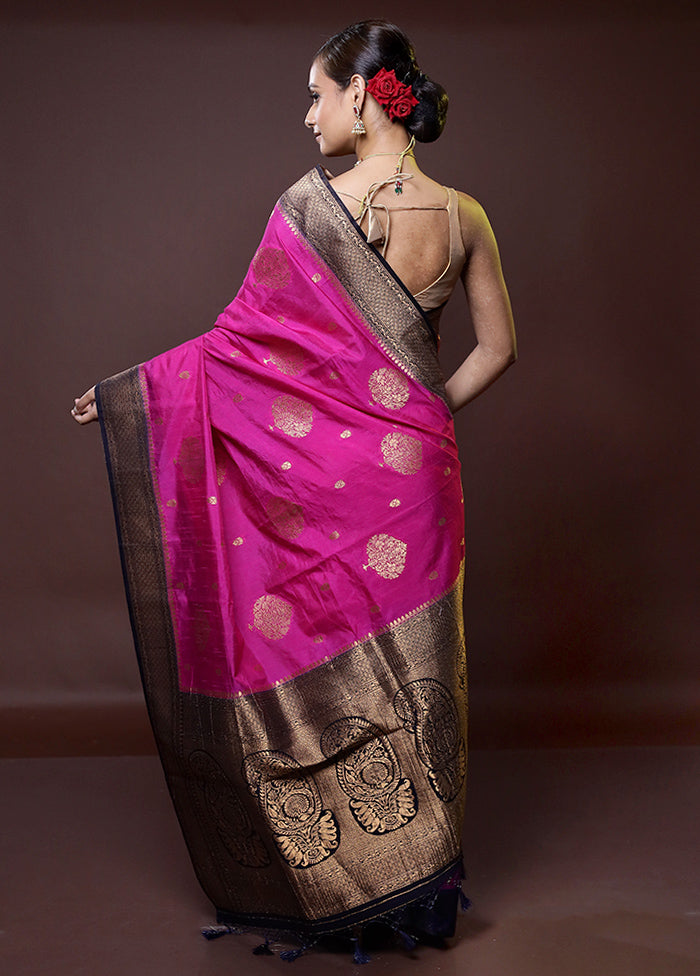 Pink Dupion Silk Saree With Blouse Piece