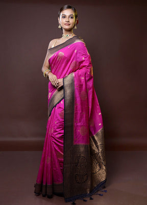 Pink Dupion Silk Saree With Blouse Piece