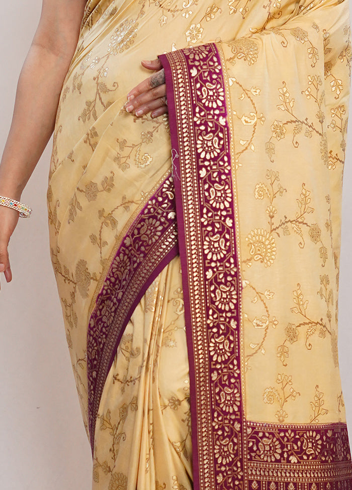 Cream Dupion Silk Saree With Blouse Piece - Indian Silk House Agencies