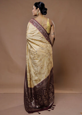 Cream Dupion Silk Saree With Blouse Piece - Indian Silk House Agencies