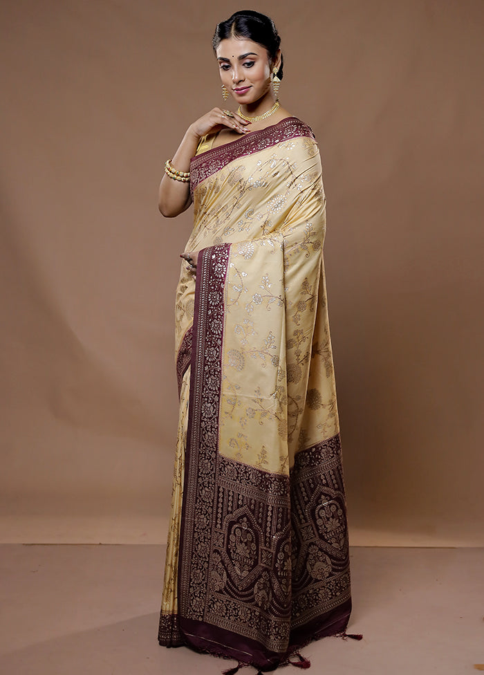 Cream Dupion Silk Saree With Blouse Piece - Indian Silk House Agencies