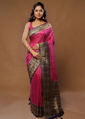 Pink Dupion Silk Saree With Blouse Piece - Indian Silk House Agencies