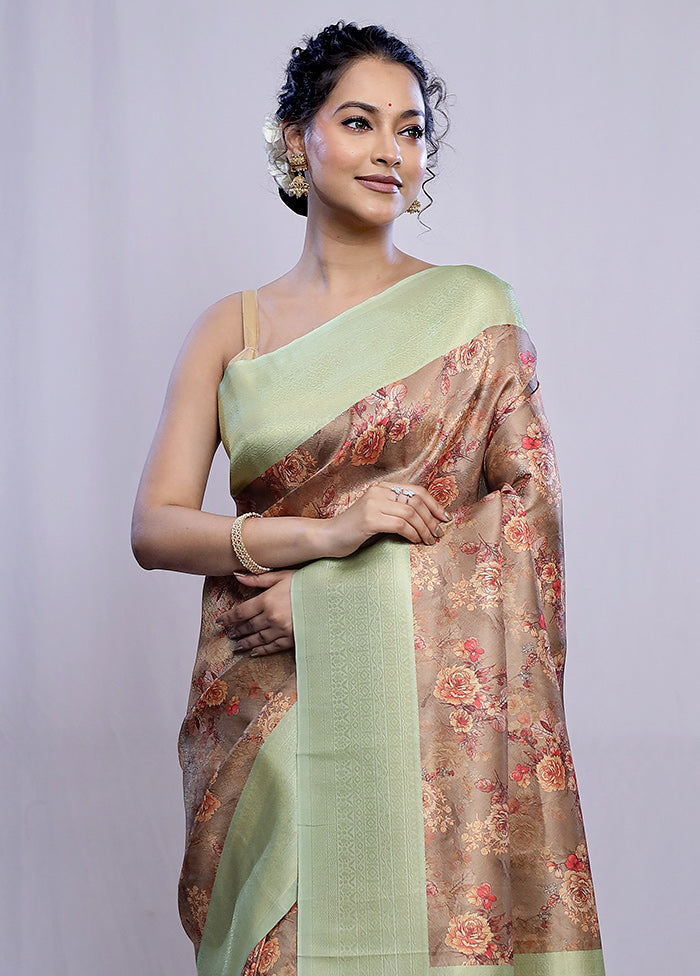 Brown Dupion Silk Saree With Blouse Piece - Indian Silk House Agencies