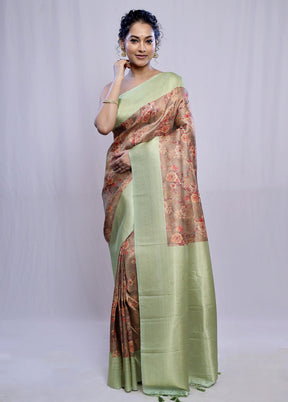 Brown Dupion Silk Saree With Blouse Piece - Indian Silk House Agencies