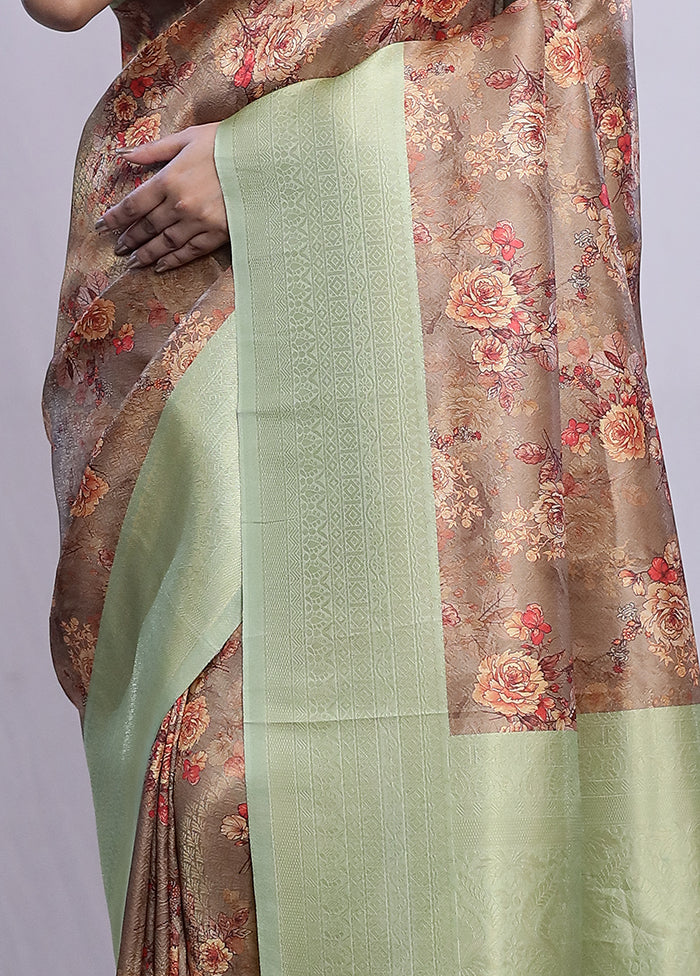 Brown Dupion Silk Saree With Blouse Piece - Indian Silk House Agencies