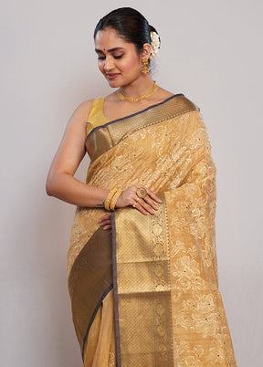 Cream Cotton Saree With Blouse Piece - Indian Silk House Agencies