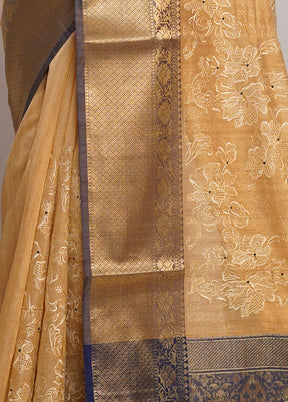 Cream Cotton Saree With Blouse Piece - Indian Silk House Agencies