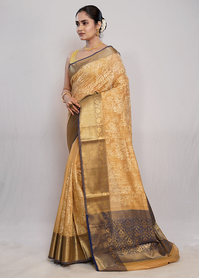 Cream Cotton Saree With Blouse Piece - Indian Silk House Agencies