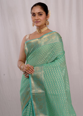 Green Cotton Saree With Blouse Piece - Indian Silk House Agencies