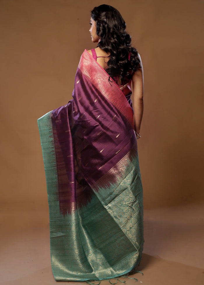 Purple Dupion Silk Saree With Blouse Piece - Indian Silk House Agencies