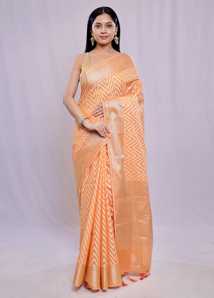 Rust Pure Cotton Saree With Blouse Piece - Indian Silk House Agencies