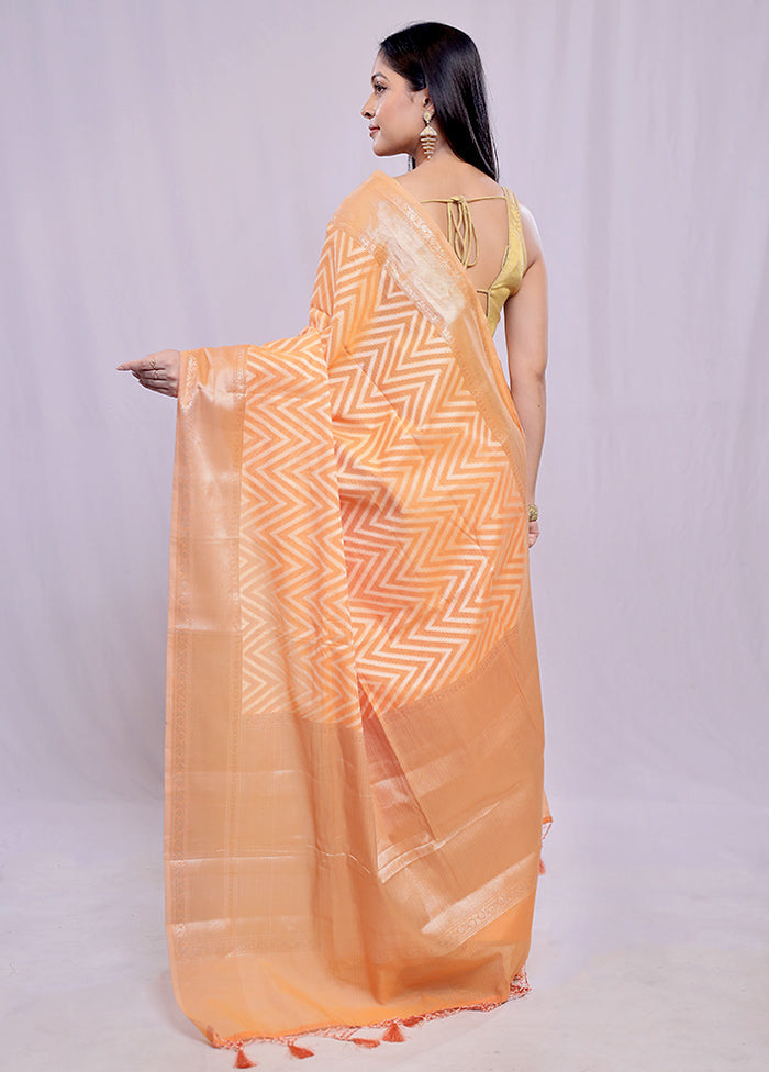 Rust Pure Cotton Saree With Blouse Piece - Indian Silk House Agencies