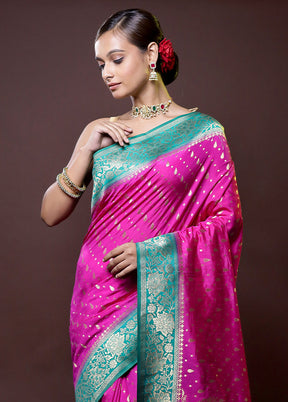 Pink Dupion Silk Saree With Blouse Piece