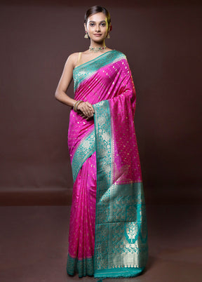 Pink Dupion Silk Saree With Blouse Piece