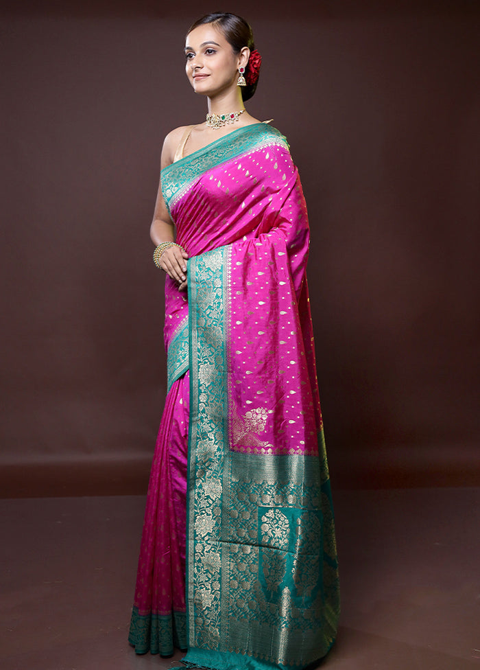 Pink Dupion Silk Saree With Blouse Piece