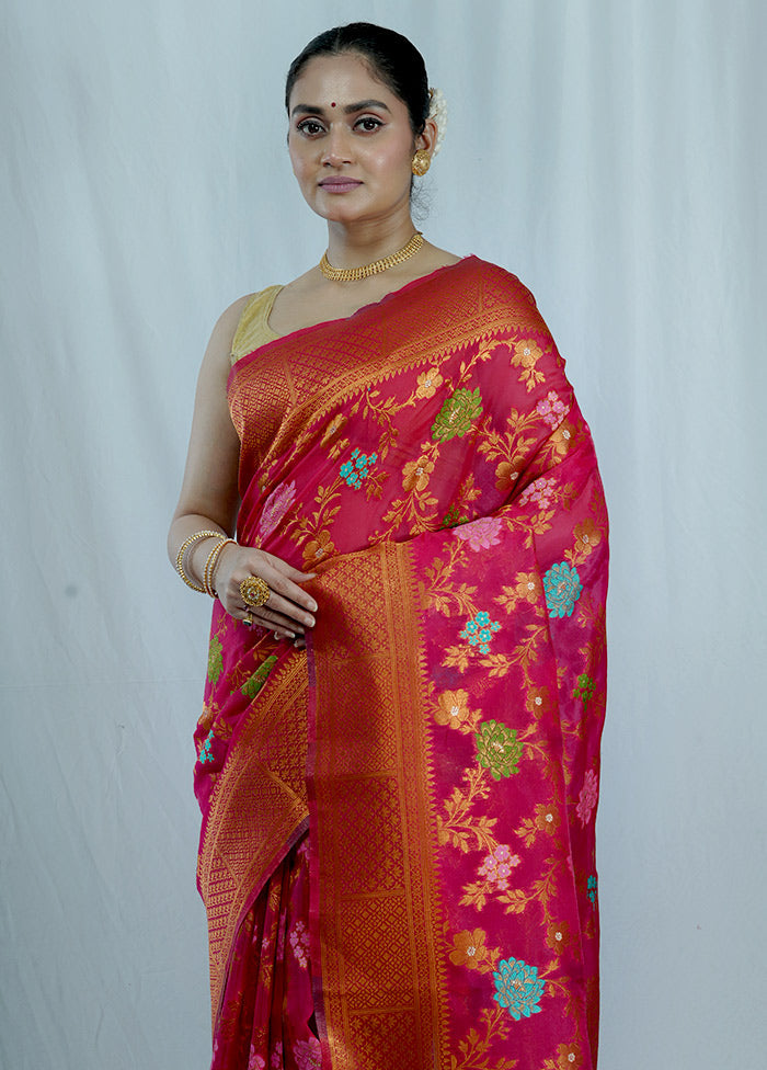 Pink Kora Silk Saree With Blouse Piece - Indian Silk House Agencies