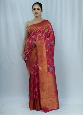 Pink Kora Silk Saree With Blouse Piece - Indian Silk House Agencies