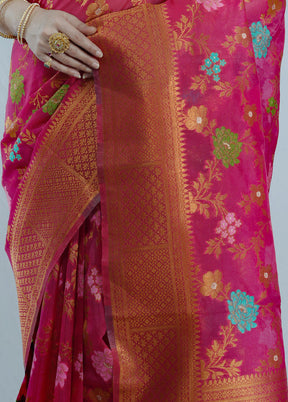 Pink Kora Silk Saree With Blouse Piece - Indian Silk House Agencies