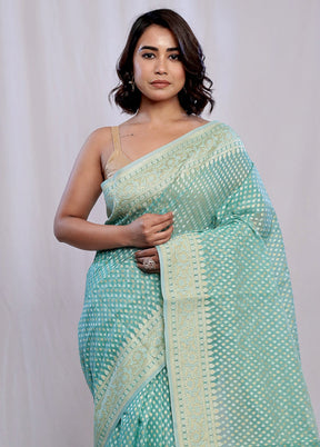 Green Kora Silk Saree With Blouse Piece - Indian Silk House Agencies