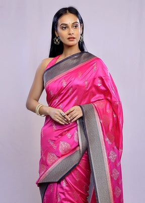 Pink Dupion Silk Saree With Blouse Piece - Indian Silk House Agencies