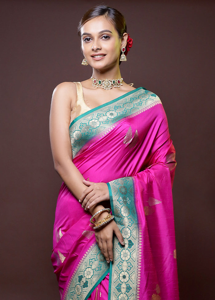 Pink Dupion Silk Saree With Blouse Piece