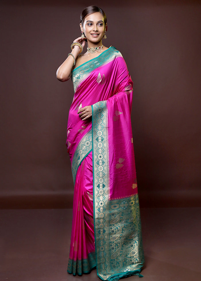 Pink Dupion Silk Saree With Blouse Piece