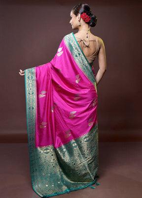 Pink Dupion Silk Saree With Blouse Piece