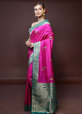 Pink Dupion Silk Saree With Blouse Piece