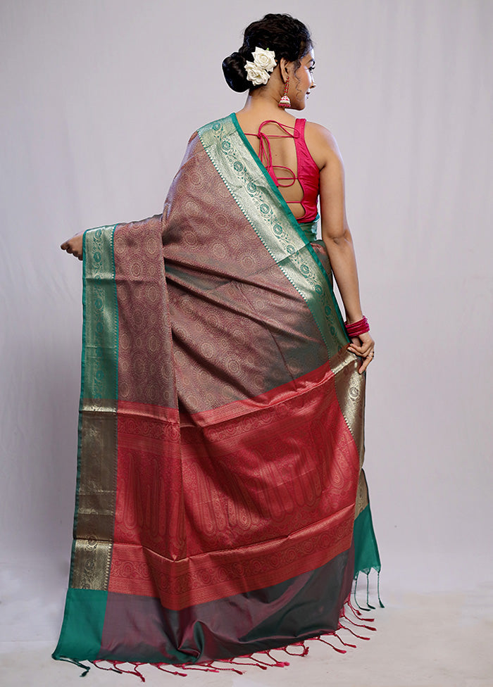 Green Dupion Silk Saree With Blouse Piece - Indian Silk House Agencies