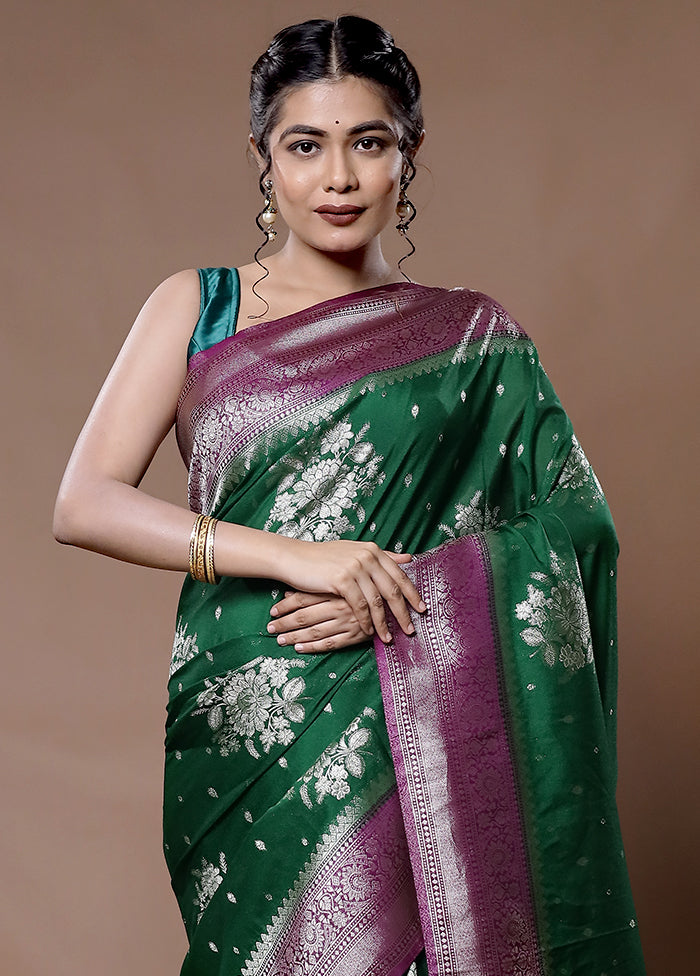 Green Dupion Silk Saree With Blouse Piece - Indian Silk House Agencies