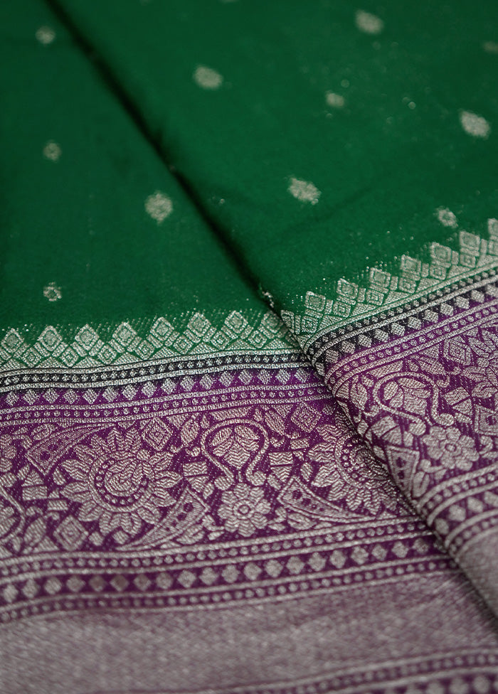 Green Dupion Silk Saree With Blouse Piece - Indian Silk House Agencies