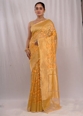 Yellow Net Saree With Blouse Piece - Indian Silk House Agencies