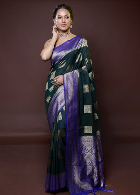 Green Dupion Silk Saree With Blouse Piece